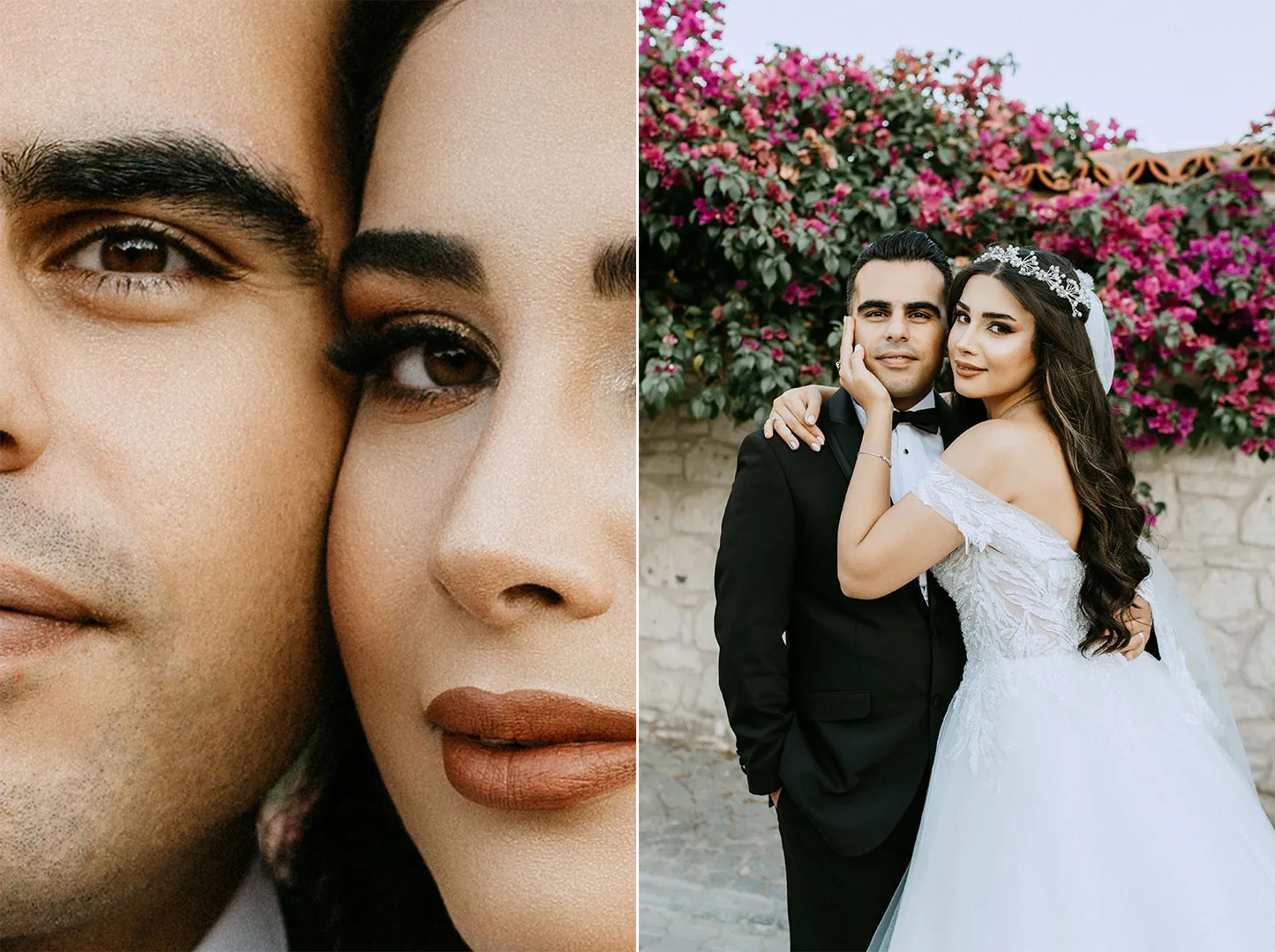 Drone ile havadan düğün mekan çekimi, epik manzara ve çift pozu kombinasyonu